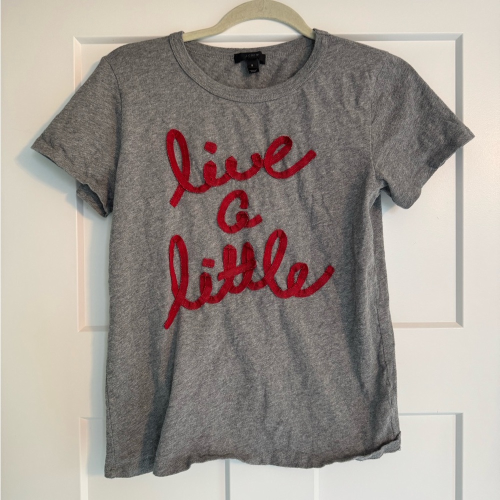 J. Crew Gray and Red Short Sleeve Tee